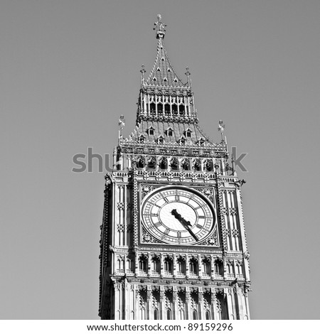 Big Ben Houses of Parliament Westminster Palace London gothic architecture - over blue sky background