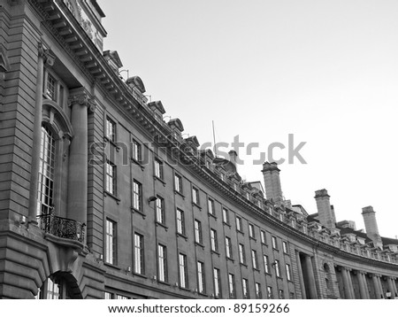 Regent street crescent, famous high street in central London, UK