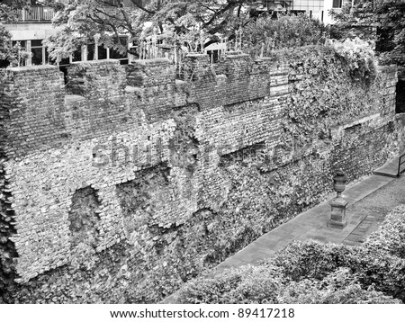 Ancient Roman City Wall ruins, London, UK