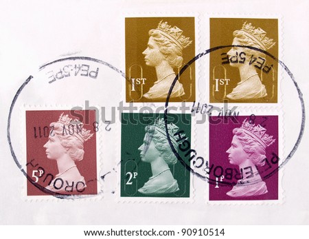 UK - CIRCA 2011: British stamps with Her Majesty The Queen circa 2011 in UK