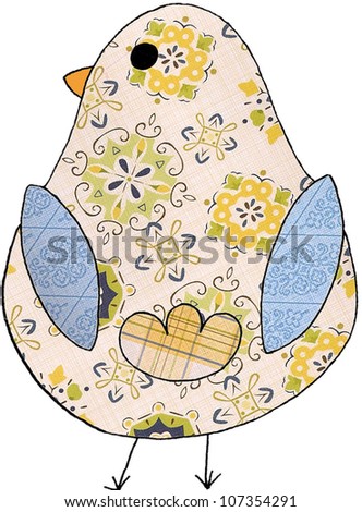Yellow and Blue Scrapbook Bird Clip Art Image