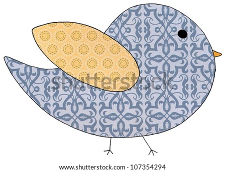 Blue and Yellow Scrapbook Bird Clip Art Image
