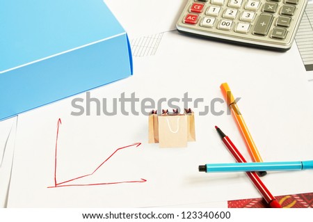 Sales Report in Statistics and shopping bags