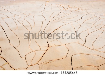 Land with dry and cracked ground. Areas of water scarcity