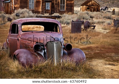 stock photo Abandoned Car Bodie Ghost Town California