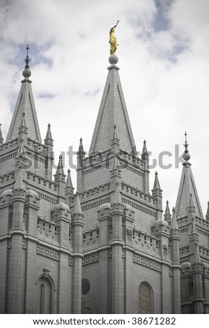 Spires atop a Mormon Temple (the Church of Jesus Christ of Latter-day Saints)