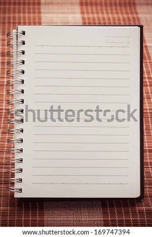 Paper page notebook. textured isolated on the mat backgrounds