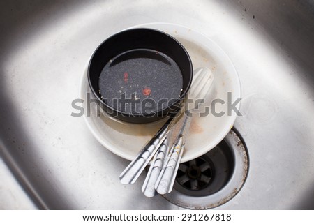 Dirty bowl on Sink, Food waste