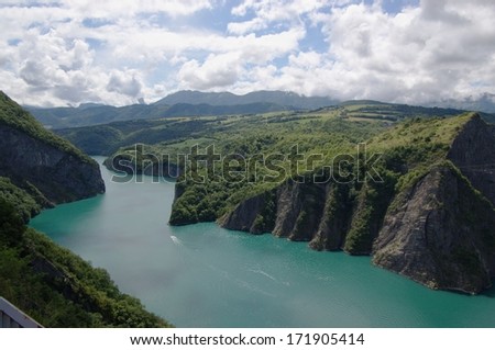 Hydro electric power plant dam in French Alps