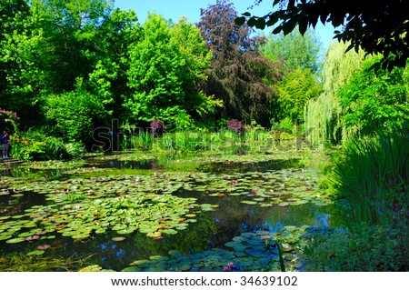 Lily pond in Monet\'s garden just outside Paris.