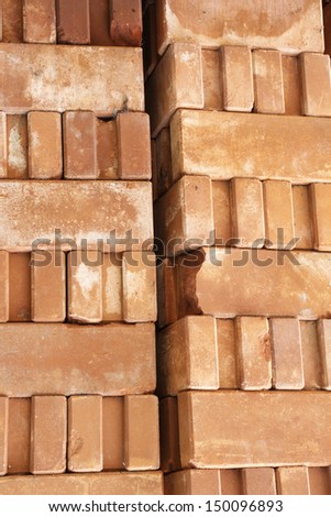 brick , red brick , Stack of old red bricks