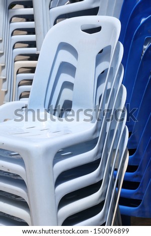 stock of blue plastic chairs , blue chair, chair.