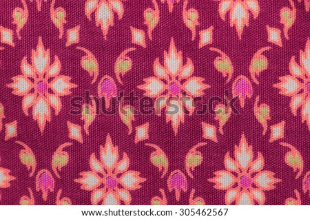 Thai art on Fabric texture, cloth background Thai Style