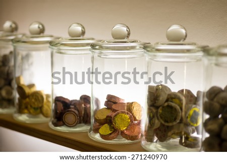Tea in bricks in glass jars