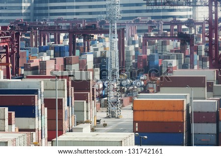 Commercial container port in Hong Kong