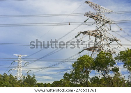 Electric pylon with electric lines