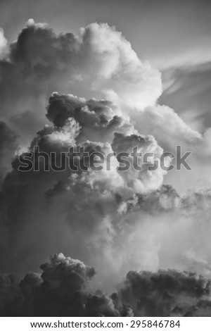 cloudscape at sunset with dramatic cloud in black and white