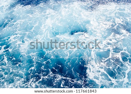Frothy Mediterranean sea water, shot in the open sea directly from above