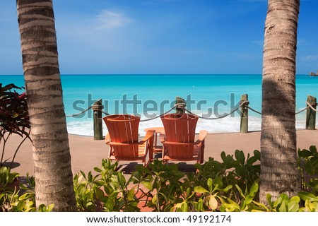 chairs on beach. stock photo : Chairs on each