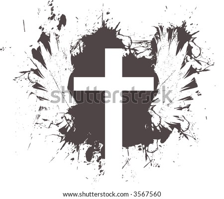 stock vector cross with wings grunge background
