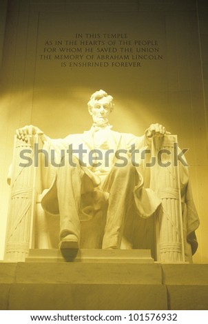 Statue of Lincoln in the Lincoln Memorial, Washington, DC