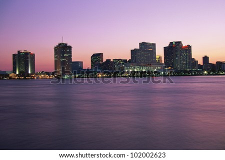 New Orleans skyline at twilight