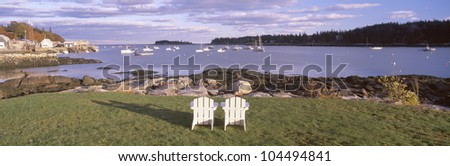 Lawn chairs at Lobster Village, Tenants Harbor, Maine
