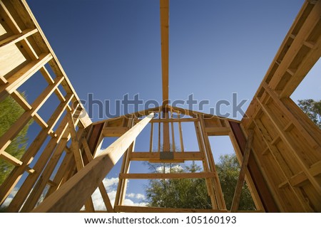 Beam of a home under construction during framing process in Southern California