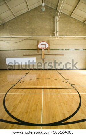 High school basketball court and \