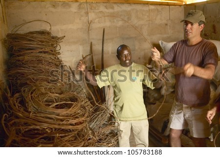 JANUARY 2005 - Humane society Chief Executive Officer, Wayne Pacelle, reviewing animal snares at David Sheldrick Wildlife Trust in Tsavo national Park, Kenya