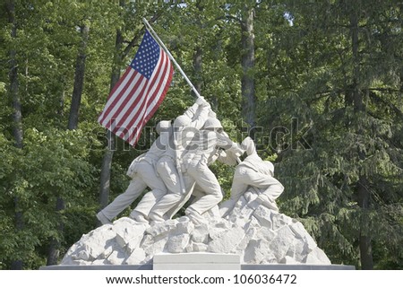 MAY 2007 - Replica of Iwo Jima statue near National Museum of the Marine Corps at the entrance to the Quantico Marine Corps Base, 18900 Jefferson Davis Highway, Triangle, VA