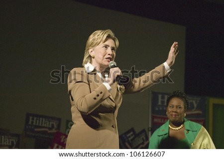 U.S. Senator, Former First Lady and Presidential Candidate, Hillary Clinton, speaking at rally following Iowa Democratic Presidential Debate, Drake University, Des Moines, Iowa, August 19, 2007