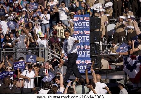 Crowd at Early Vote for Change for Barack Obama Presidential rally at Bonanza High School, Judy K. Cameron Stadium in Las Vegas, NV, October 25, 2008