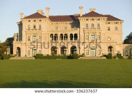 OCTOBER 2006 - The Breakers, built by Cornelius Vanderbilt of the Gilded Age, as seen on the Cliff Walk, Cliffside Mansions of Newport Rhode Island