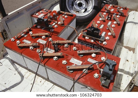 CIRCA 1999 - Batteries in bed of electric powered truck