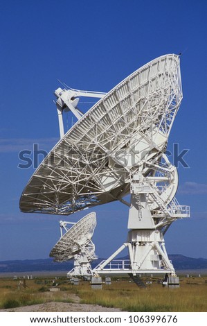 This is the Very Large Array or VLA at the National Astronomy Observatory. It represents communications.