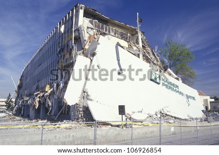 Damaged Kaiser Medical Building in the Northridge Reseda area of Los Angeles after 1994 earthquake