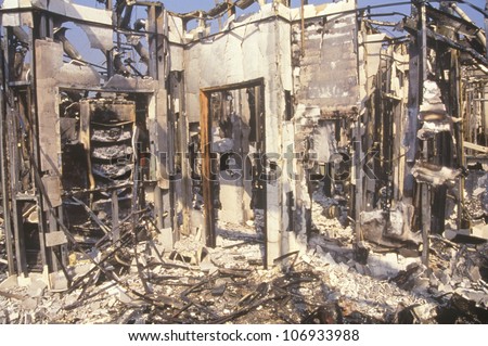 Interior of store burned out during 1992 riots, South Central Los Angeles, California