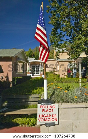 NOVEMBER 2004 - Exterior entrance to a polling place, CA