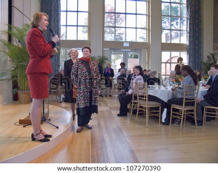NOVEMBER 2004 - Janet McCain Huckabee and other Arkansas first ladies of the State Capital of Arkansas speak at luncheon.