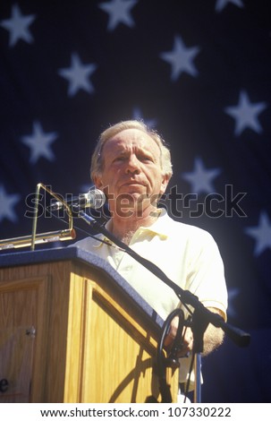 CIRCA 2000 - Senator Joe Lieberman campaigns for vice president during a rally at California State University at Fresno