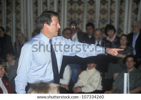 CIRCA 2000 - Vice President Al Gore campaigns for the Democratic presidential nomination in Salem, New Hampshire, before the primary