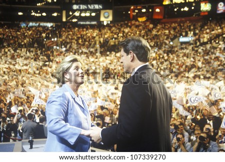 Former Vice President Al Gore delivers acceptance speech at the 2000 Democratic Convention at the Staples Center, Los Angeles, CA