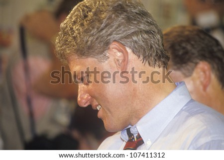 Governor Bill Clinton meets the town's people at Dee's Restaurant on the 1992 Buscapade campaign tour in Corsicana, Texas