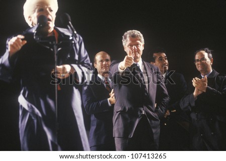 Governor Bill Clinton and Governor Ann Richards at a Texas campaign rally in 1992 on his final day of campaigning in Ft. Worth, Texas