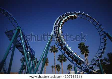 This is the roller coaster at Knott\'s Berry Farm in Buena Park. This ride is called Montezuma\'s Revenge.