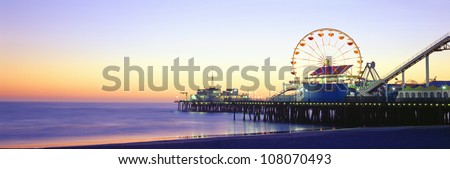 Santa Monica Pier at sunset, California