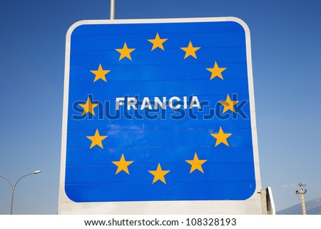 Welcome Sign at border of Spain and France