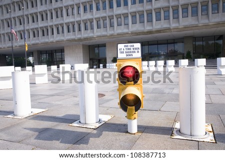 Security barriers in front of Federal Building, Washington D.C.
