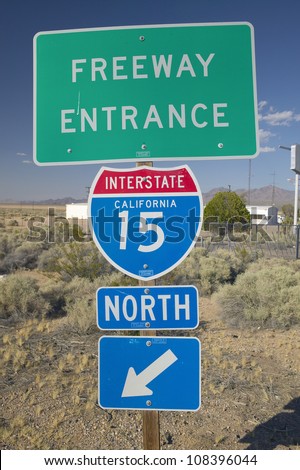 US Interstate 15 Road sign leaving Las Vegas, Nevada